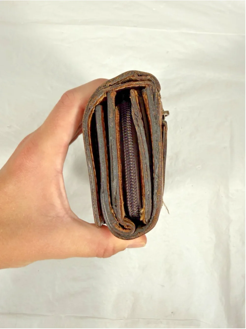 Patricia Nash Tri-Fold Wallet Organizer Smooth Brown Leather